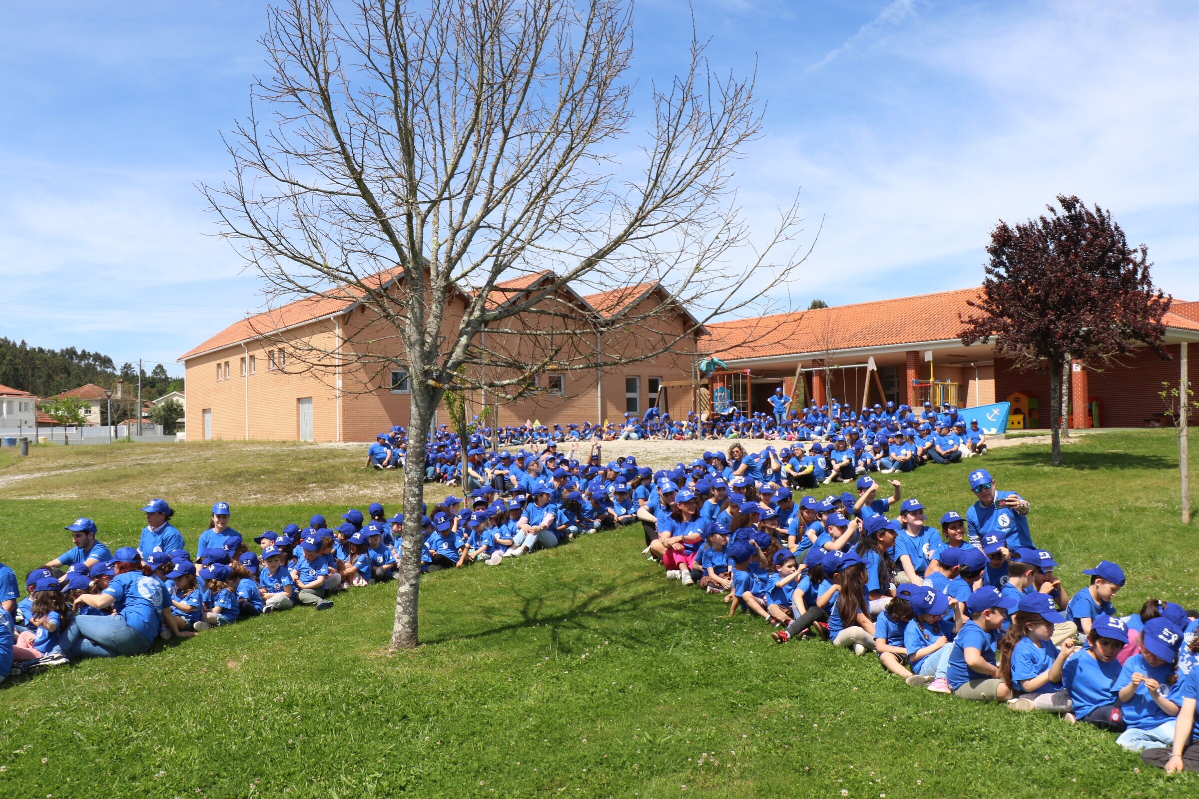 Crianças da Escola Básica Dr. Afonso Abrantes formaram Laço Azul Humano